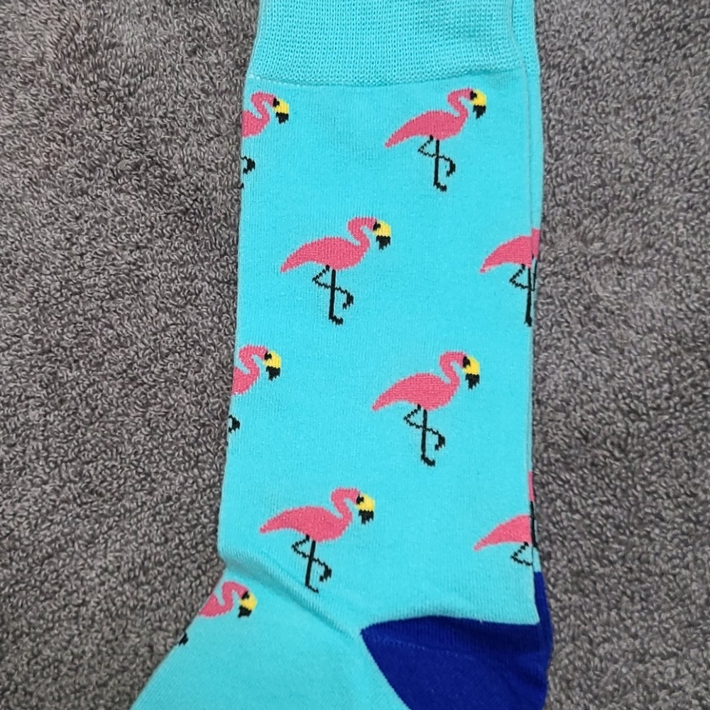 Pink flamingos! Blue toe socks - Picture 5 of 16